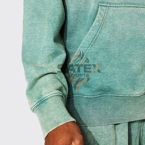 Sudadera con Capucha de Felpa Bordada Extra Grande Vintage Personalizada al por Mayor, Diseño Desgastado con Lavado Ácido, Ropa Urbana Térmica con Logotipo, Teñido Liso - Product Image 4