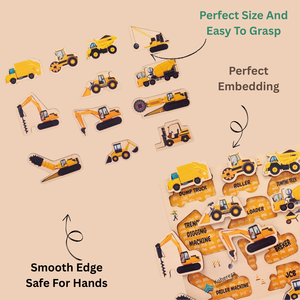 Puzzle interactif en MDF pour enfants Véhicule de construction Jouet éducatif stimulant le cerveau - Product Image 3