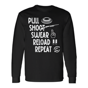 Trap Shooter Gear Pull Shoot Swear Reload Repeat T-shirt à manches longues - Product Image 2
