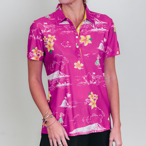 Vente en gros de polos de golf à manches courtes imprimés sur mesure pour femmes polo de golf en polyester 100% de haute qualité pour femmes - Product Image 5