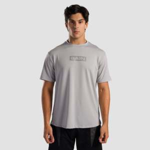 เสื้อยืดออกกำลังกายทรงโอเวอร์ไซส์ ผ้าถักโพลีเอสเตอร์ 100% สีเทาอ่อน RP Gain ทรงหลวม พิมพ์ลายสกรีน - Product Image 1
