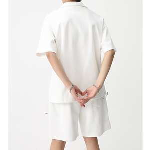 Conjunto de dos piezas de verano para hombre con diseño personalizado, camiseta y pantalones cortos de algodón transpirable de alta calidad para actividades al aire libre, tejido de punto - Product Image 6