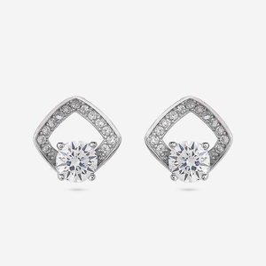 92.5 <b>Silver</b> <b>Stud</b> <b>Earrings</b> Geometric Design for Wedding Occasions-191346 - Product Image 6
