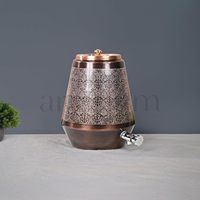 Distributeur d'eau en cuivre pur fait main de haute qualité, finition or antique moderne, avec robinet en laiton et logo personnalisé, idéal pour les mariages