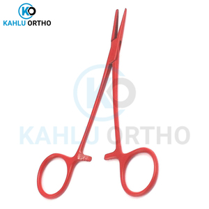 KAHLU fórceps quirúrgicos de acero inoxidable de la mejor calidad manual de color rojo hemostático recto y curvo por - Product Image 4