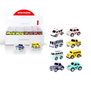 新奇2024儿童玩具q版压铸汽车玩具展示收纳盒卡通金属儿童汽车糖果玩具促销礼品
