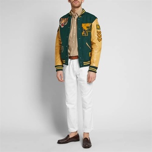 OEM personalizado Chenille bordado de cuero manga de béisbol vuelo bombardero Letterman Varsity chaqueta para los hombres de béisbol universitario - Product Image 3