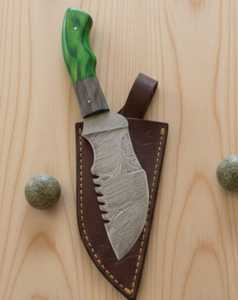 Cuchillo de Hoja Fija de Acero Inoxidable Hecho a Mano Personalizado, Mango Verde, Ligero, Ambidiestro, para Cocina, Supervivencia, Regalo - Product Image 2