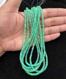 Cuentas de piedras preciosas de ópalo verde natural para la fabricación de joyas 16 pulgadas 3,50-5 MM 33 CT cuentas de ópalo etíope hilo pulido suave - Product Image 4