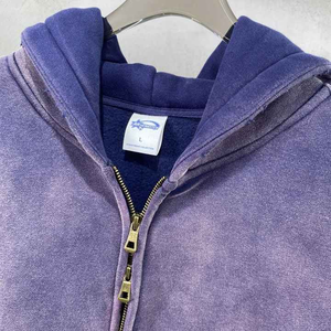 Sweat à capuche d'hiver à fermeture éclair intégrale, coton personnalisé, thermique, logo brodé, impression par sublimation intégrale, 100% coton, uni, teint, coupe ample - Product Image 3