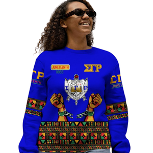 Sweat-shirt à col rond Sigma Gamma Rho pour femme, bleu or, vêtements de sororité grecque, pull en polaire de qualité supérieure, mode d'hiver - Product Image 5