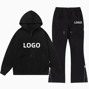 Conjunto de Sudadera con Capucha y Pantalones Deportivos para Hombre, Personalizado con Logotipo, Lavado Ácido, Tejido Grueso, Poliéster/Algodón, Estilo Desgastado - Product Image 6