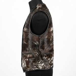 Chaleco de Cuero Vacuno sin Cuello para Hombre, Ropa de Invierno Informal, Secado Rápido, Cierre de Botones, Diseño a Cuadros, Servicio OEM - Product Image 5