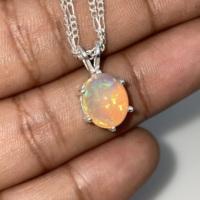 Pendentif en Opale et Perle d'Imitation Éthiopienne, Laiton Plaqué Argent, Pierre Précieuse Jaune de Qualité, Effet Feu Arc-en-ciel, Tendance, Cadeau de Mariage, pour Enfants
