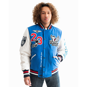 Custom Your Logo Woolen O-Neck Sporty Street Style Long Sleeve Letterman Jacket for Men Front Logo - Product Image 5