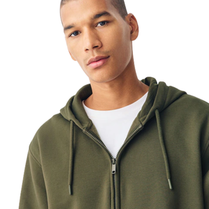 Sweat-shirt à capuche unisexe en molleton de coton vert olive, fermeture éclair intégrale, sweat-shirt à capuche décontracté d'hiver, streetwear, vente en gros, usine - Product Image 5