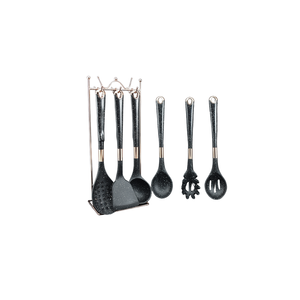 Ensemble de 7 ustensiles de cuisine en silicone importé, manche noir à pois, résistant à la chaleur, sans BPA, pour revêtements antiadhésifs - Product Image 3