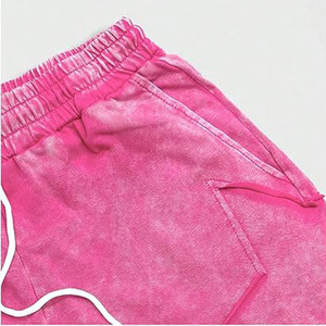 Vintage <b>Men's</b> Acid Wash Cotton Mid Waist Embroidered <b>Shorts</b> Custom Rhinestone Screen Print Logo Solid Pattern Jogging <b>Shorts</b> - Product Image 6