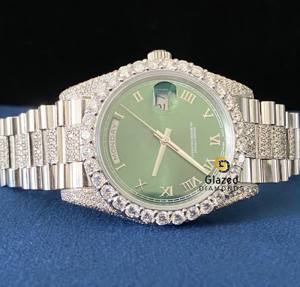 Reloj Moissanite Iced Out para hombre, corte redondo, VVS D, diamantes incoloros, esfera de cristal, ventana, mejora el estilo Hip Hop - Product Image 2