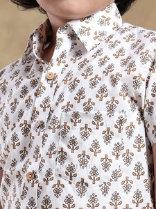 BACHPAN CHANDAN CAMISA DE BLOQUE DE MANO DE ALGODÓN Camisa tejida de algodón para niños Camisa informal de algodón opaco a cuadros para niños - Product Image 6