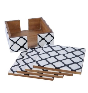 Sous-verres en incrustation d'os en ligne en Inde Inde 4 sous-verres en bois personnalisés avec 0 incrustation en os et laiton faite à la main en pierre d'Inde - Product Image 3