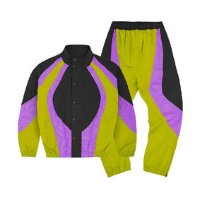 Chaqueta de chándal cortavientos deportiva de nailon personalizada, conjunto de chándales de calle de bloque de Color de fútbol en blanco ligero para hombres - Product Image 6