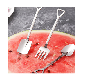 Cuillère à dessert en acier avec cuillère à thé et fourchette et cuillère à thé en bois au meilleur prix - Product Image 4