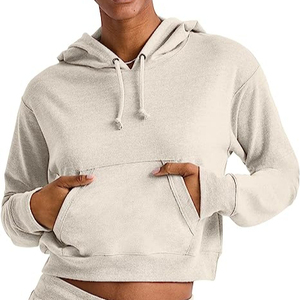 Wholesale Custom Woman Zipper Hoodies 2025 Oversize Fleece <b>Crop</b> <b>Top</b> Women Polyester Hoodie - Product Image 1