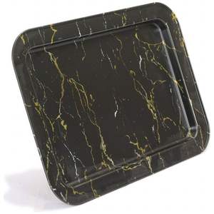 310x430mm Élégant Décoratif Antique Plateau De Service Rectangulaire Plateau Marbre Noir Fabriqué En Acier Marbre Naturel En Acier Inoxydable - Product Image 2