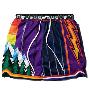 Short de gymnastique pour hommes personnalisé 5 pouces entrejambe double couche 100% polyester. Ensembles vêtements de rue Sublimation unie unie - Product Image 5