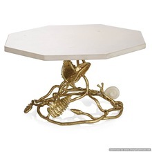 Fancy Luxuries Gold Plated New Look <b>Cake</b> <b>Stand</b> Server with <b>Marble</b> Top Premium Luxury Vintage Style Best Cheap Price <b>Cake</b> Server - Product Image 4