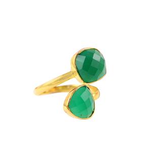 Bague en argent sterling 925 plaqué rhodium avec onyx vert naturel, design classique, faite à la main, pour femme - Product Image 2