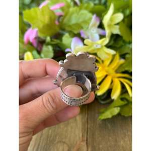 Alex Sanchez Natural Royston Turquoise Sterling <b>Silver</b> Bezel Set <b>Adjustable</b> <b>Ring</b> - Product Image 6