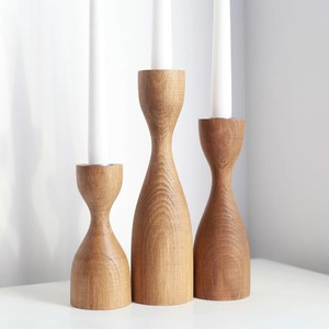 Ensemble de porte-bougies en bois, 3 pièces, forme cylindrique, fabrication artisanale, gravure au laser, décoration de Noël pour la maison, finition naturelle, style scandinave - Product Image 5