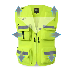 Lightweight Breathable Hi Vis Reflective Safety Vest Polyester Mesh <b>Fabric</b> With Pockets Custom Workwear For Construction Use - Product Image 3