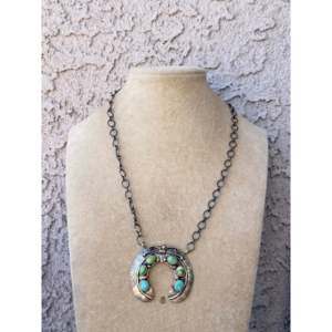 Collier perlé en turquoise de la montagne Sonoran et argent sterling de Kobe Martinez, bijoux fins - Product Image 1