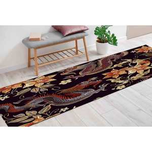 Alfombra con Estampado de Dragón Chino, Diseño Floral Mítico, Alfombra Delgada No Tejida - Product Image 4