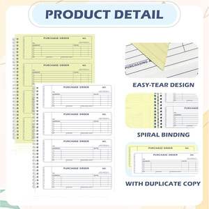 Bestellbuch 7,5 x 11 Zoll 2-teilig Durchschreibeformular Spiralgebundene Bestellformulare Quittungsbuch Rechnungsbuch 100 Blätter - Product Image 3