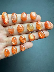 พลอยสีส้มรูปไฟสีส้มอบอุ่นอัญมณีแท้ทรงหลังเบี้ยซันสโตนที่หายากสำหรับทำเครื่องประดับหินคุณภาพสูง AA + - Product Image 3