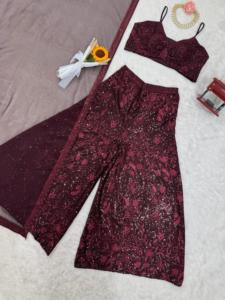 Belle fête porter haut-bas et Dupatta avec fil et travail de séquence - Product Image 2