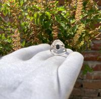 Bague en argent sterling 925 faite à la main avec pierre précieuse naturelle onyx noir taille ovale, sertie clos, classique pour anniversaires et mariages