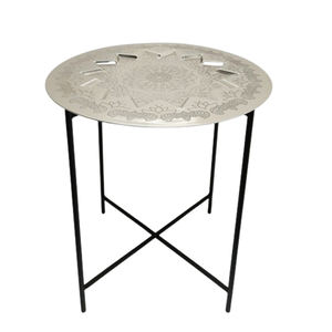 Mesa auxiliar redonda de Metal de Diseño Estándar, tapa de mármol blanco para el hogar, sala de estar, muebles decorativos hechos a mano, personalizados - Product Image 4