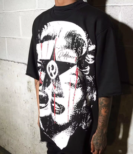 High Street Vintage Hip Hop Distress T-shirt Dtg Imprimé Graphique Coton T-shirt Ourlet Court T-shirt Homme - Product Image 2