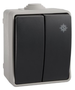Interruttore doppio da parete impermeabile IP54 10A 250V (Solera 3313) - Product Image 1