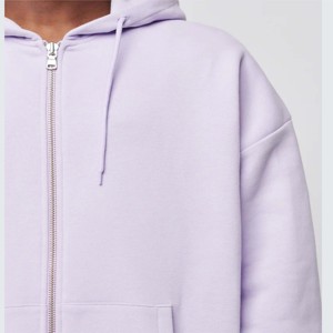 Sweat à capuche zippé avec logo personnalisé pour hommes Streetwear Sweat-shirt uni à la mode et en coton surdimensionné - Product Image 3