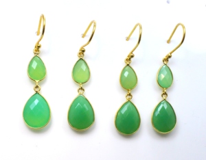 Chrysoprase calcédoine pierres à facettes boucles d'oreilles or boucles d'oreilles à la mode bijoux en laiton balancent composant boucles d'oreilles - Product Image 1