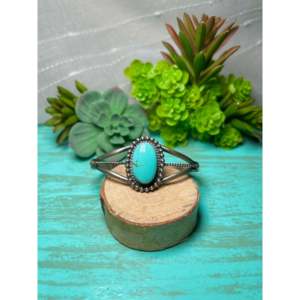 Navajo Handmade Kingman Turquoise & Sterling <b>Silver</b> <b>Cuff</b> <b>Bracelet</b> Fashionable Accessory - Product Image 1