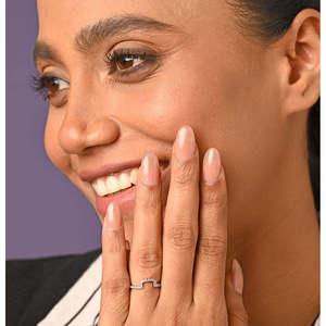 NOVAMART Fine Rhodium Plated Diamond U Shape <b>Dainty</b> Finger <b>Ring</b> with Adjustable Band (925 Sterling Silver) Wholesale Export - Product Image 4
