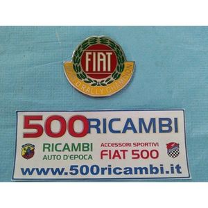 Placa Decorativa FIAT 500 D F L R STEMMA ADESIVO SCUDETTO METALLO CROMATO FREGI E SCRITTE, Campeón Mundial de Rally de Fiat - Product Image 1