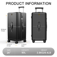 Valise trolley réglable en ABS et PC, 20, 26, 30 pouces, avec roues universelles, grande capacité, légère et durable